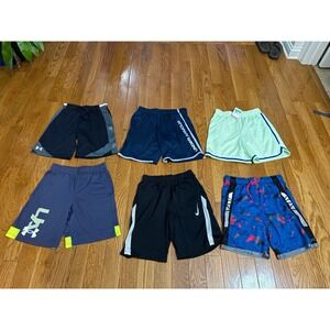 Kids Athletic Shorts Bundle Nike Under Armour Russell Size XL YXL 6 Pairs Mixed